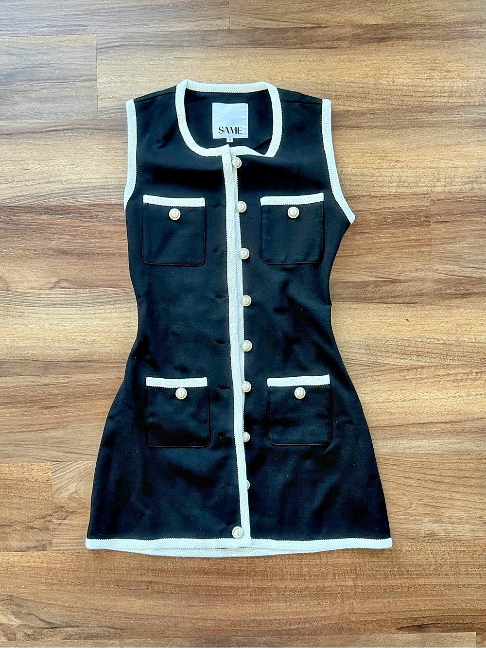 SAME Grace Sleeveless Mini Dress Black & White